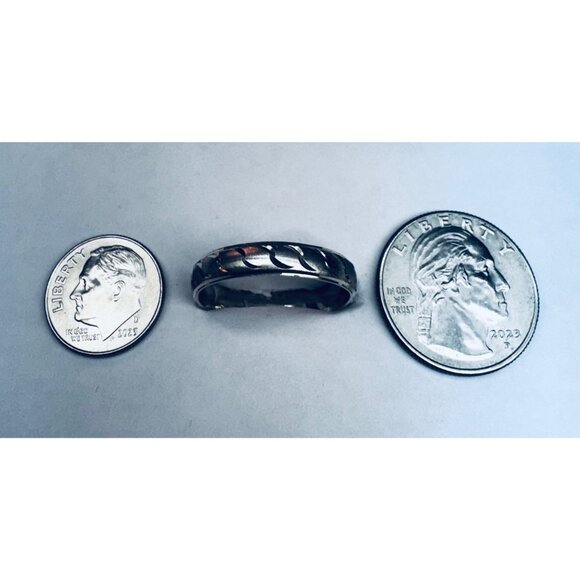 Sterling Silver 925 Band Ring Size 11.75 Hand Carved Design Estate Jewelry Mens! - Picture 5 of 8